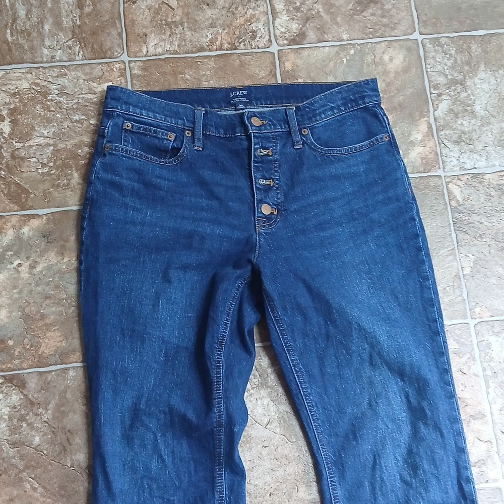 J. Crew Dark Blue Mid-rise Flare Crop  Button Fly Womens Size 30